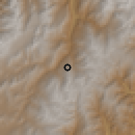 Shaded relief of the 60 km around Socha, drawn from the GMTED2010 grid