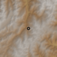 Shaded relief of the 60 km around Socotá, drawn from the GMTED2010 grid