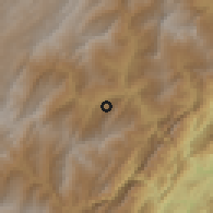 Shaded relief of the 60 km around Somondoco, drawn from the GMTED2010 grid