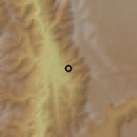 Shaded relief of the 60 km around Sopetrán, drawn from the GMTED2010 grid