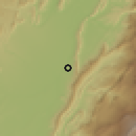 Shaded relief of the 60 km around Suárez, drawn from the GMTED2010 grid