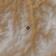 Shaded relief of the 60 km around Susacón, drawn from the GMTED2010 grid