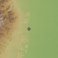 Shaded relief of the 60 km around Tame, drawn from the GMTED2010 grid