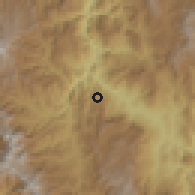 Shaded relief of the 60 km around Tarso, drawn from the GMTED2010 grid