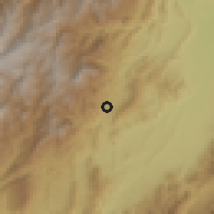 Shaded relief of the 60 km around Teruel, drawn from the GMTED2010 grid