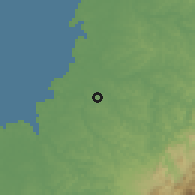 Shaded relief of the 60 km around Timbiquí, drawn from the GMTED2010 grid