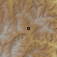 Shaded relief of the 60 km around Toledo, drawn from the GMTED2010 grid