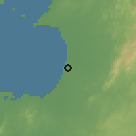 Shaded relief of the 60 km around Tolú, drawn from the GMTED2010 grid