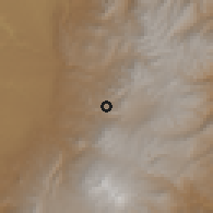 Shaded relief of the 60 km around Totoró, drawn from the GMTED2010 grid