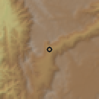 Shaded relief of the 60 km around Bello, drawn from the GMTED2010 grid