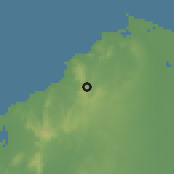 Shaded relief of the 60 km around Tubará, drawn from the GMTED2010 grid