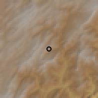 Shaded relief of the 60 km around Umbita, drawn from the GMTED2010 grid
