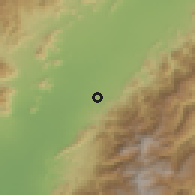 Shaded relief of the 60 km around Urumita, drawn from the GMTED2010 grid
