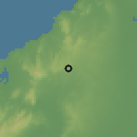 Shaded relief of the 60 km around Usiacurí, drawn from the GMTED2010 grid