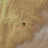 Shaded relief of the 60 km around Vergara, drawn from the GMTED2010 grid