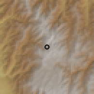 Shaded relief of the 60 km around Vetas, drawn from the GMTED2010 grid
