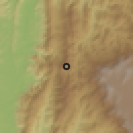 Shaded relief of the 60 km around Viani, drawn from the GMTED2010 grid