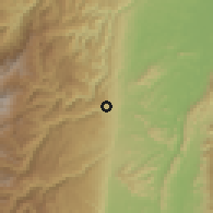 Shaded relief of the 60 km around Victoria, drawn from the GMTED2010 grid