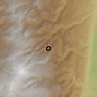 Shaded relief of the 60 km around Villahermosa, drawn from the GMTED2010 grid