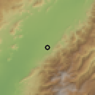 Shaded relief of the 60 km around Villanueva, drawn from the GMTED2010 grid