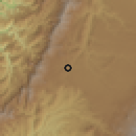 Shaded relief of the 60 km around Villa Rica, drawn from the GMTED2010 grid