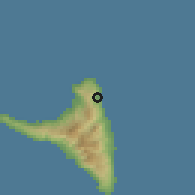 Shaded relief of the 60 km around Hajoho, drawn from the GMTED2010 grid