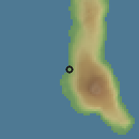 Shaded relief of the 60 km around Itsandra, drawn from the GMTED2010 grid