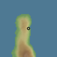 Shaded relief of the 60 km around Mbéni, drawn from the GMTED2010 grid