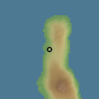 Shaded relief of the 60 km around Milévani, drawn from the GMTED2010 grid