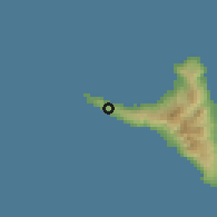Shaded relief of the 60 km around Mirongani, drawn from the GMTED2010 grid