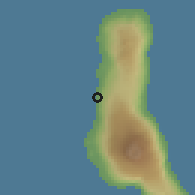 Shaded relief of the 60 km around Vanamboini, drawn from the GMTED2010 grid