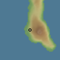 Shaded relief of the 60 km around Boboni, drawn from the GMTED2010 grid