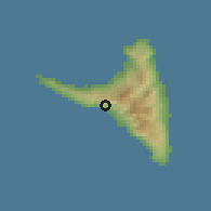 Shaded relief of the 60 km around Vouani, drawn from the GMTED2010 grid