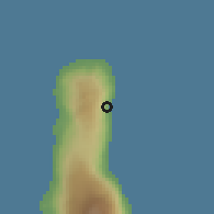 Shaded relief of the 60 km around Bouni, drawn from the GMTED2010 grid