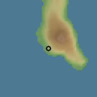 Shaded relief of the 60 km around Chouani, drawn from the GMTED2010 grid
