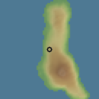 Shaded relief of the 60 km around Bahani, drawn from the GMTED2010 grid