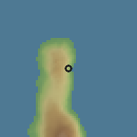 Shaded relief of the 60 km around Bambadjani, drawn from the GMTED2010 grid