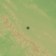 Shaded relief of the 60 km around Loubomo, drawn from the GMTED2010 grid