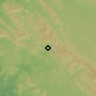 Shaded relief of the 60 km around Mvouti, drawn from the GMTED2010 grid