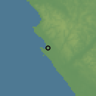 Shaded relief of the 60 km around Pointe Noire, drawn from the GMTED2010 grid