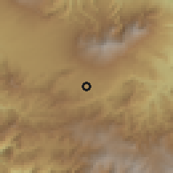 Shaded relief of the 60 km around Aguacaliente, drawn from the GMTED2010 grid