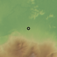 Shaded relief of the 60 km around Pital, drawn from the GMTED2010 grid
