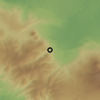 Shaded relief of the 60 km around Pocosol, drawn from the GMTED2010 grid