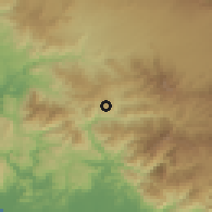 Shaded relief of the 60 km around Pozos, drawn from the GMTED2010 grid