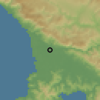 Shaded relief of the 60 km around Puerto Cortés, drawn from the GMTED2010 grid