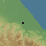 Shaded relief of the 60 km around Batán, drawn from the GMTED2010 grid