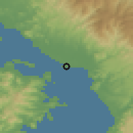 Shaded relief of the 60 km around Puntarenas, drawn from the GMTED2010 grid