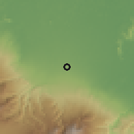 Shaded relief of the 60 km around Rita, drawn from the GMTED2010 grid