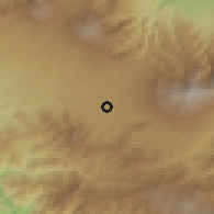 Shaded relief of the 60 km around Rivera, drawn from the GMTED2010 grid