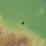 Shaded relief of the 60 km around Roxana, drawn from the GMTED2010 grid